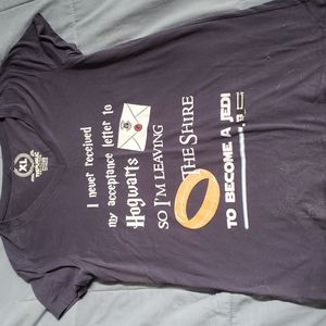 Navy blue Hogwarts/Shire/Jedi shirt